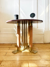 Load image into Gallery viewer, VINTAGE / Brass, Timber &amp; Terrazzo Side Table
