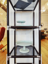 Load image into Gallery viewer, CARAVELLE / Cubed Shelving Wood w/Silver Corners + Smoky Grey Glass
