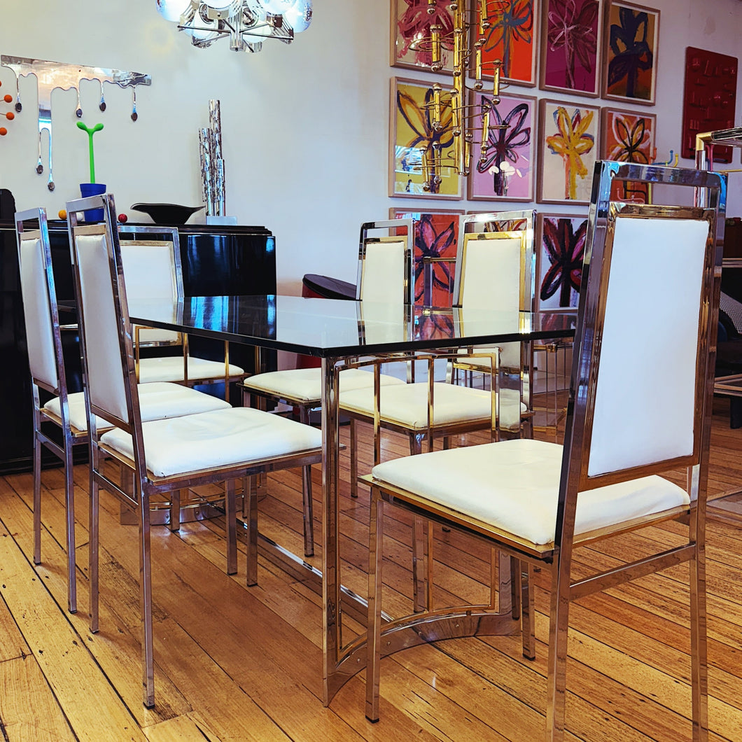 ROMEO REGA / Chrome & Brass Dining Setting
