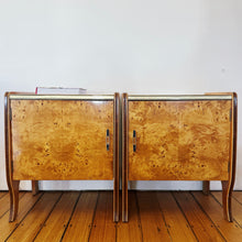Load image into Gallery viewer, VINTAGE / Burl Wood Veneer Bedside Tables
