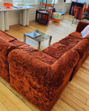 Load image into Gallery viewer, FANTASY #407/ 1970’s Crushed Velvet Rust Modular Sofa
