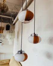 Load image into Gallery viewer, 1970s VINTAGE / Amber Swirl 3-Tier Cascading Pendant
