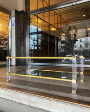 Load image into Gallery viewer, PIERRE VANDEL PARIS / Lucite + Brass Two Tier Coffee Table
