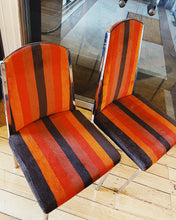 Load image into Gallery viewer, RICHMAN / 1970s Chrome Cherry + Burnt Orange Striped Dining Chairs
