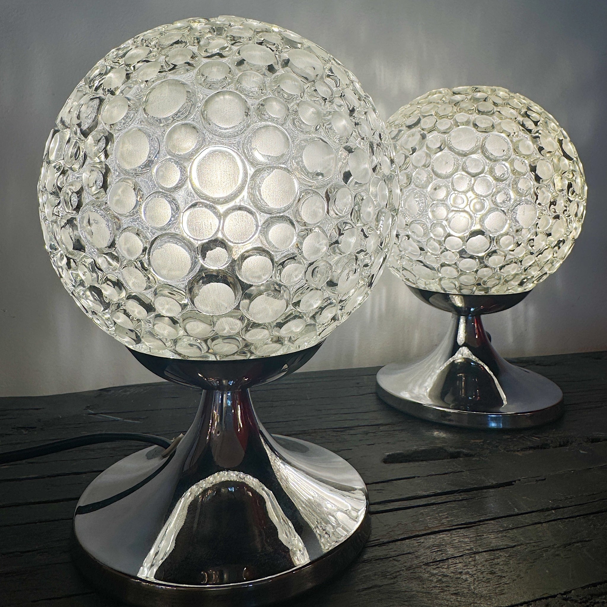 VINTAGE Bubble Glass Tulip Base Lamps Domestic Fantasies
