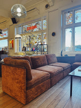Load image into Gallery viewer, VINTAGE MODULAR / 1970s Cognac Terry/Velour sofa
