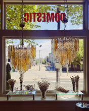 Load image into Gallery viewer, JT KALMAR / 1960s Amber &amp; Clear Icicle Prism Chandelier
