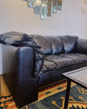 Load image into Gallery viewer, POST MODERN / Black Leather Puffer Sofa
