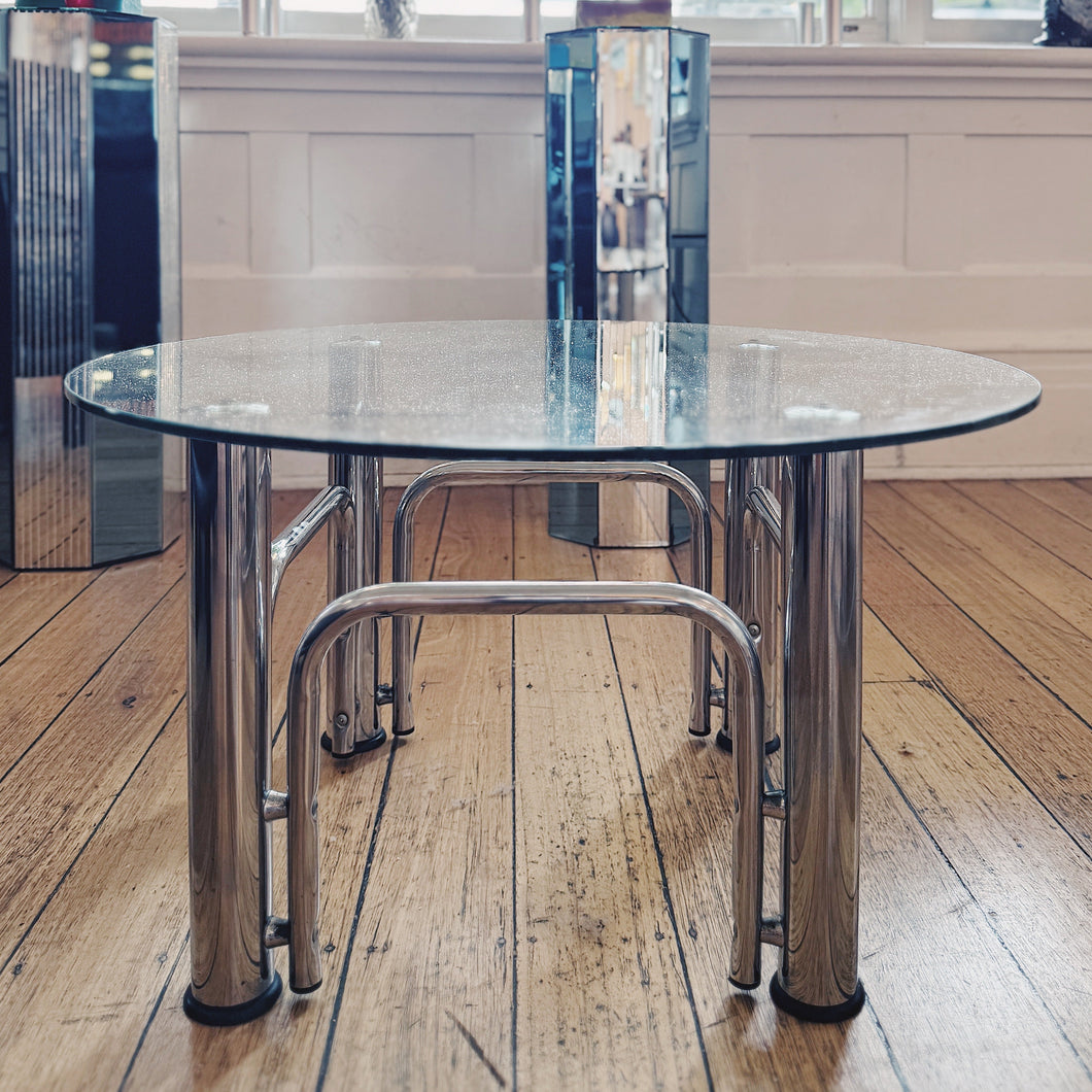 VINTAGE / Chrome & Clear Glass Coffee Table