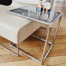 Load image into Gallery viewer, VINTAGE / Chrome U Table w/Smokey Glass Top
