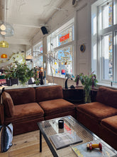 Load image into Gallery viewer, VINTAGE MODULAR / 1970s Cognac Terry/Velour sofa
