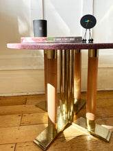 Load image into Gallery viewer, VINTAGE / Brass, Timber &amp; Terrazzo Side Table
