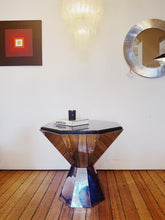 Load image into Gallery viewer, VINTAGE / Tavolo Ottagonale - Chrome, Wood + Black Glass
