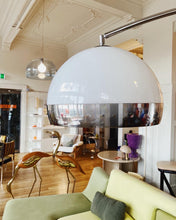 Load image into Gallery viewer, HARVEY GUZZINI / 1970s Chrome + Marble Italian Arc Lamp
