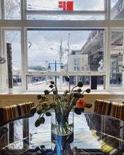 Load image into Gallery viewer, ULTRA / 1970s Dijon x Cafe Latte + Chrome Dining Chairs
