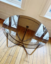 Load image into Gallery viewer, VINTAGE / Chrome + Smokey Bronze Glass Dining Table
