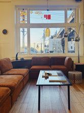 Load image into Gallery viewer, VINTAGE MODULAR / 1970s Cognac Terry/Velour sofa
