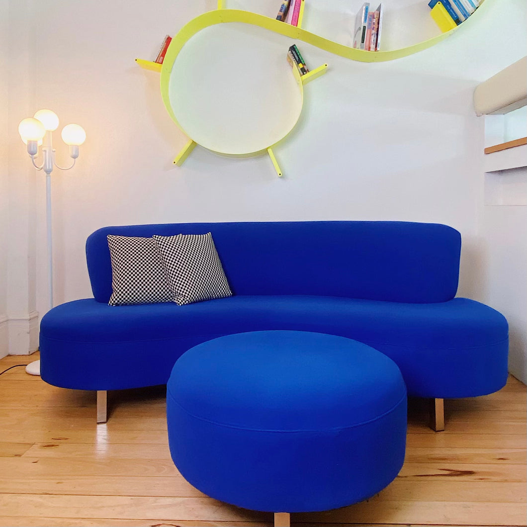 FANTASY #425 / Curved Cobalt Blue Cloud Sofa + Ottoman