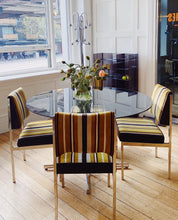 Load image into Gallery viewer, ULTRA / 1970s Dijon x Cafe Latte + Chrome Dining Chairs

