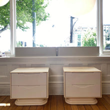 Load image into Gallery viewer, VINTAGE / Palm Beach Cream Lacquered Bedside Tables
