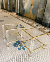 Load image into Gallery viewer, PIERRE VANDEL PARIS / Lucite + Brass Two Tier Side Tables
