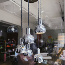 Load image into Gallery viewer, MID CENTURY / Five Drop Chrome Cascading Pendant
