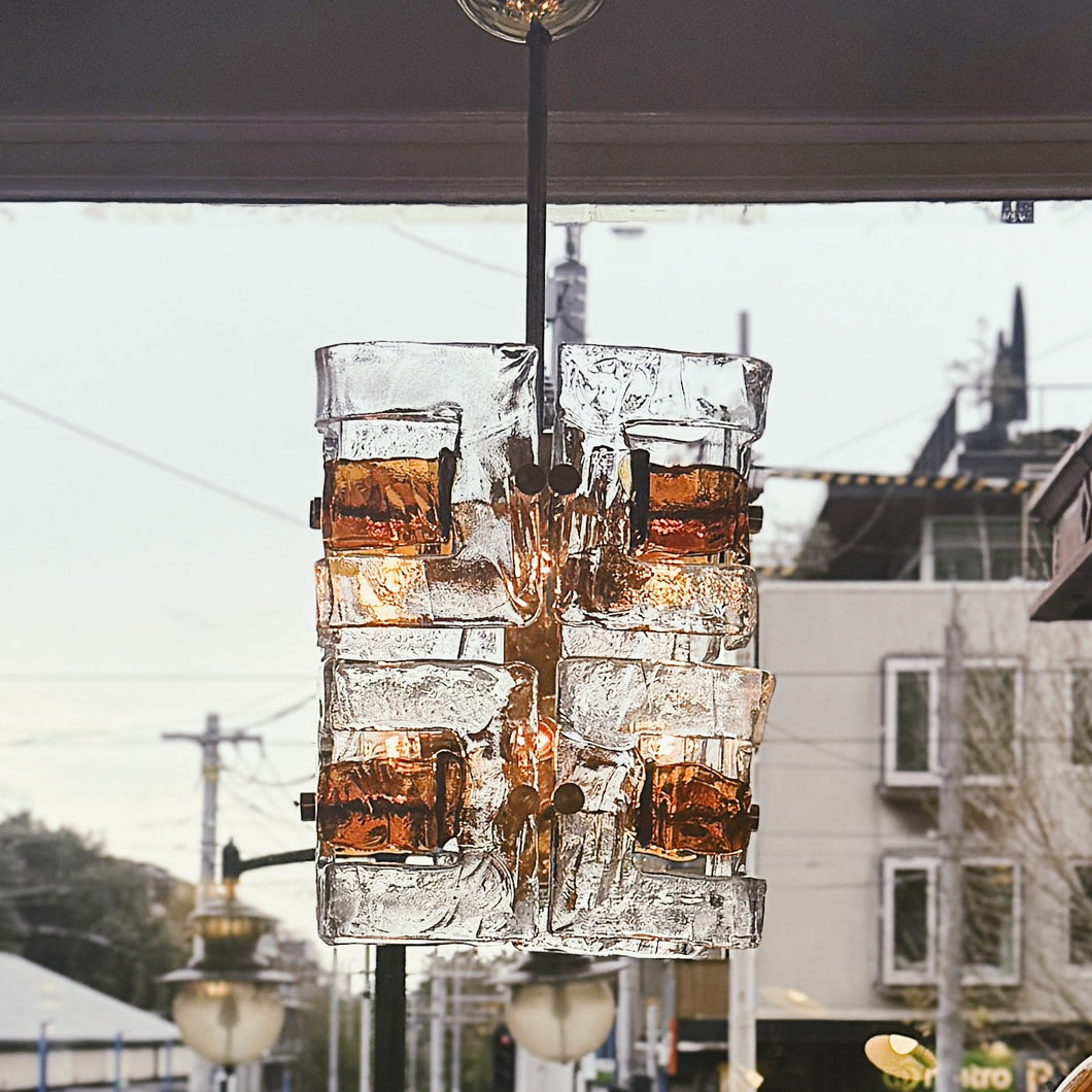 MAZZEGA / Geometric Murano Glass Suspension Light