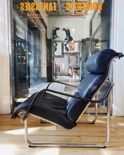 Load image into Gallery viewer, YRJÖ KUKKAPURO / 1970’s Remmi Black Leather Lounge chair + Ottoman
