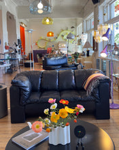 Load image into Gallery viewer, POST MODERN / Black Leather Puffer Sofa
