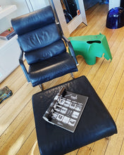 Load image into Gallery viewer, YRJÖ KUKKAPURO / 1970’s Remmi Black Leather Lounge chair + Ottoman
