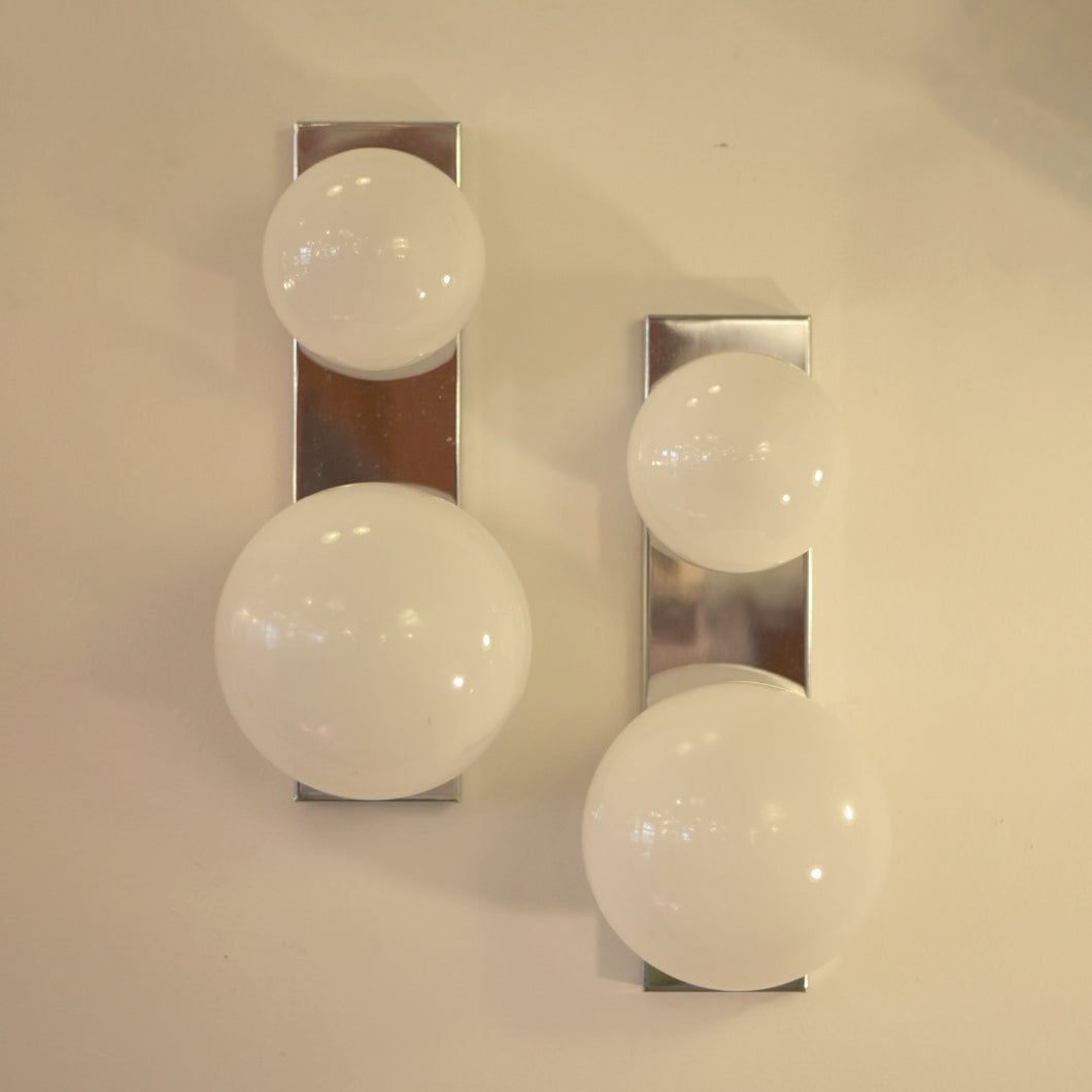VINTAGE / Chrome & Glass Wall Sconces