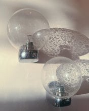 Load image into Gallery viewer, SPACE AGE / German Wall Chrome &amp; Bubbled Glass Wall Lights by Karl Lenz
