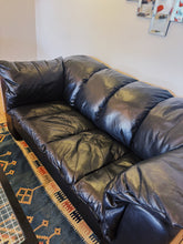 Load image into Gallery viewer, POST MODERN / Black Leather Puffer Sofa
