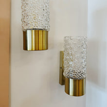 Load image into Gallery viewer, VINTAGE / Pair of Bubble Glass with Brushed Brass Lampholder

