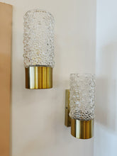Load image into Gallery viewer, VINTAGE / Pair of Bubble Glass with Brushed Brass Lampholder
