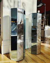 Load image into Gallery viewer, ART DECO / Blue &amp; Chrome Mirrored Plinths
