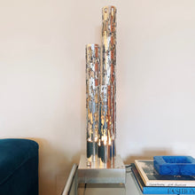 Load image into Gallery viewer, STEPHEN DALY / Brutalist Chrome Tri Column Lamp
