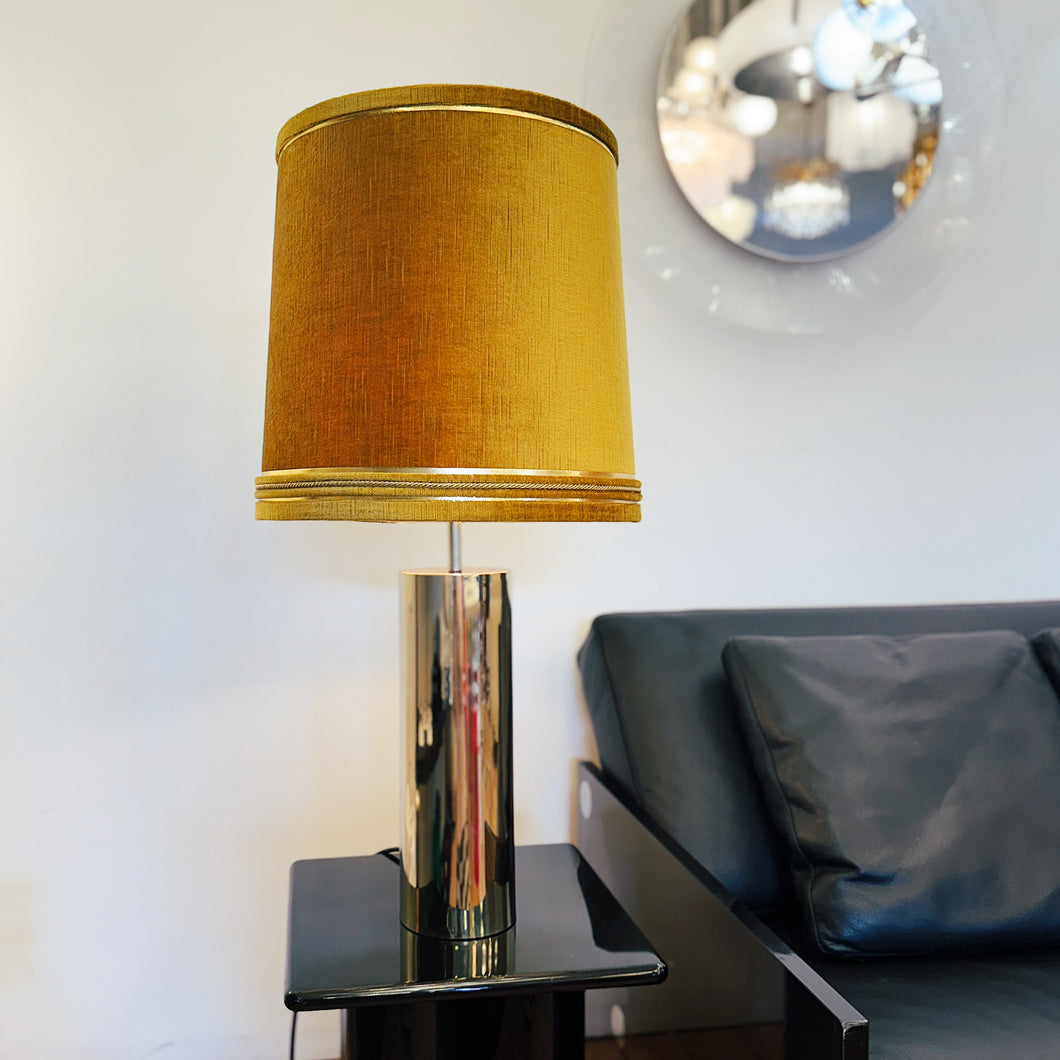 VINTAGE LAMP / Brass/Gold Lamp w/ Velvet Shade