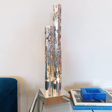 Load image into Gallery viewer, STEPHEN DALY / Brutalist Chrome Tri Column Lamp
