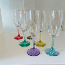 Load image into Gallery viewer, VINTAGE / Jelly Hued Glass Champagne Flutes

