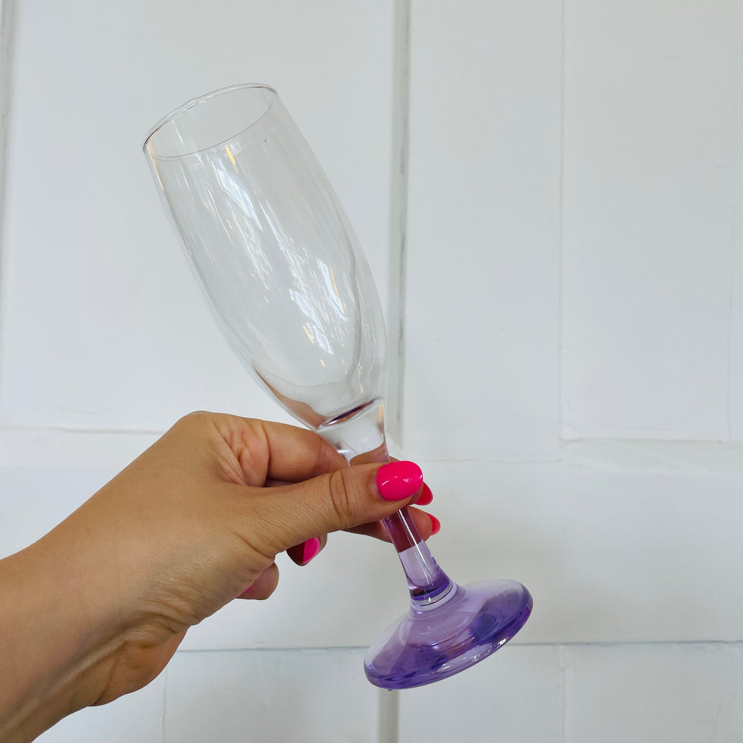 VINTAGE / Jelly Hued Glass Champagne Flutes