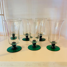 Load image into Gallery viewer, VINTAGE / Emerald Stem Italian Glass Flutes
