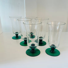 Load image into Gallery viewer, VINTAGE / Emerald Stem Italian Glass Flutes
