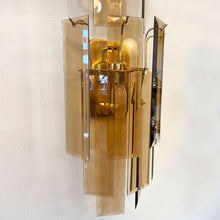 Load image into Gallery viewer, VINTAGE / 1970s Smokey Bronze Glass Prism Wall Lights/Sconces
