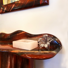 Load image into Gallery viewer, FANTASY #335 / Cardinal Ruby Hand Italian Marble Look Mirror + Console
