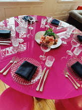 Load image into Gallery viewer, POST MODERN / Round Magenta Pink Glass Dining Table
