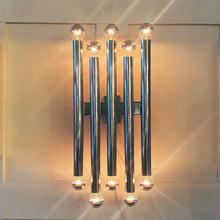 Load image into Gallery viewer, GAETANO SCIOLARI / 1970&#39;s Italian 5 Column Chrome Wall Light
