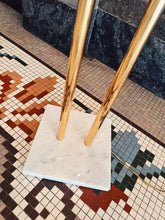 Load image into Gallery viewer, VINTAGE / 1970s Italian Gold, Glass + Marble Floor and Table Lamps
