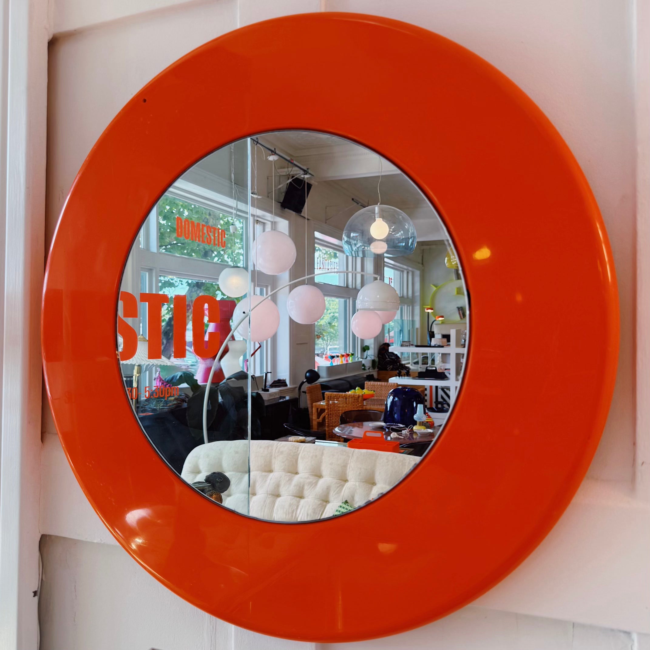 KARTELL / 1970s Space Age Orange Wall Mirror by Anna Castelli