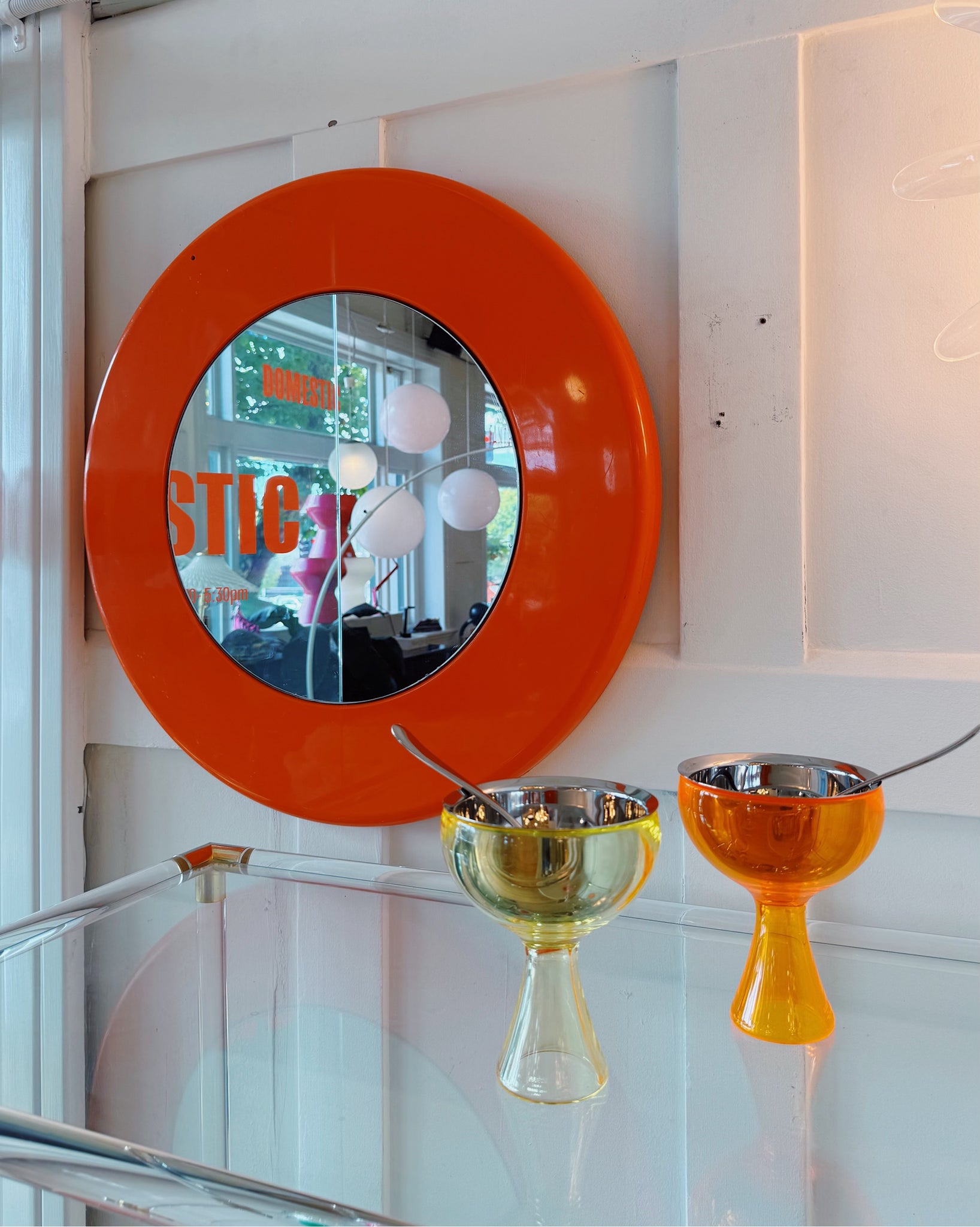 KARTELL / 1970s Space Age Orange Wall Mirror by Anna Castelli KARTELL / 1970s Space Age Orange Wall Mirror by Anna Castelli